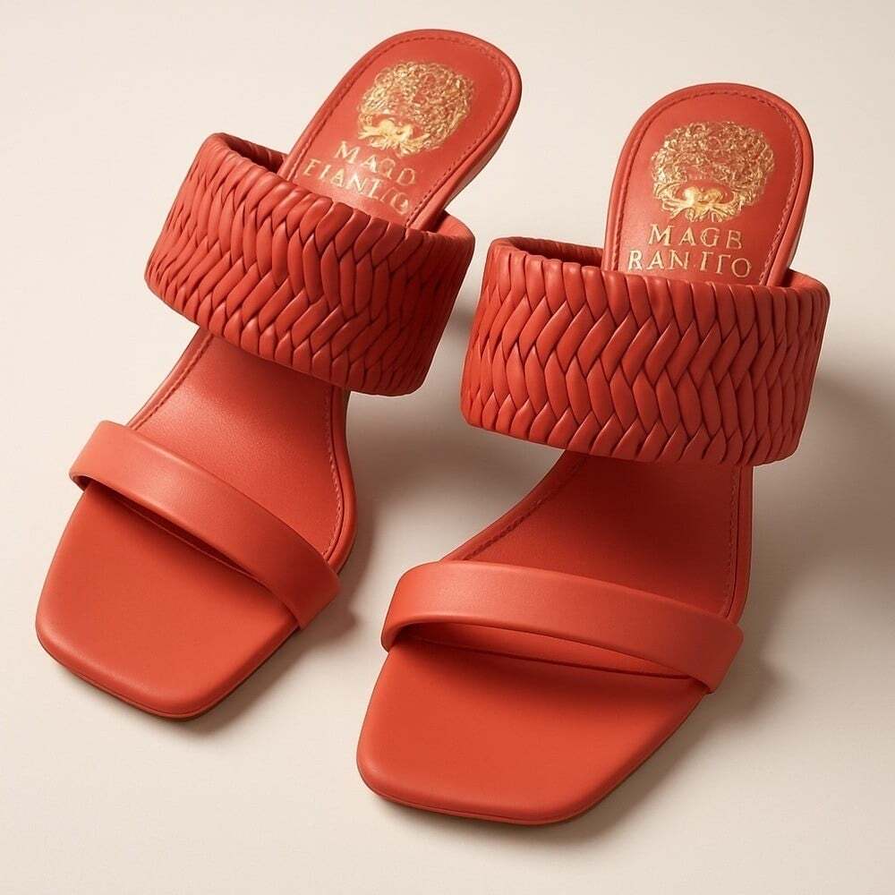 Vince Camuto Coral Braided Slide Heels Square Toe Mules Women Size 6M